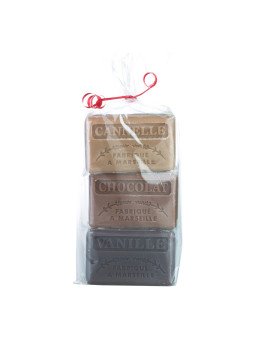Zestaw mydeł marsylskich 3x125g Cynamon Czekolada Wanilia