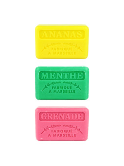 Zestaw mydeł marsylskich 3x125g Ananas Mięta Granat