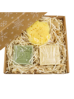 Zestaw mydło marsylskie 2x300g Oliwa i Olej Palmowy, Gąbka Morska