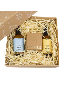 Zestaw kosmetyków Flagolie - Mleczko myjące i balsam do ciała, świeca zapachowa