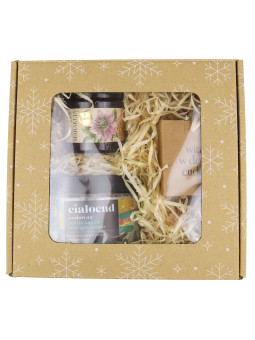 Zestaw kosmetyków Flagolie - Energetyzująca sól do kąpieli, masło do ciała marakuja, świeca zapachowa