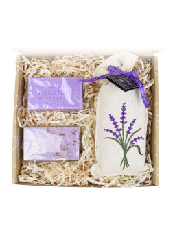 Zestaw lawendowy 2x100g mydło lawendowe woreczek z suszoną lawendą 50g