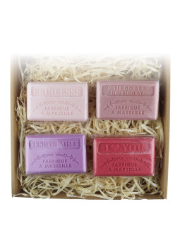 Zestaw dla Niej 4 mydła marsylskie 125g Księżniczka, Jednorożec, Namiętny pocałunek, I Love You