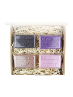 Zestaw mydeł marsylskich 4x125g Opium Paczula Piżmo Drzewo Sandałowe