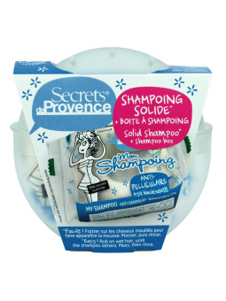 Organiczny szampon do włosów przeciwłupieżowy w kostce + pudełko